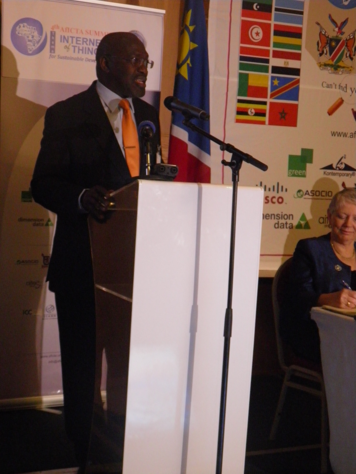Namibian ICT Minister, Prof Tjekero Tweya delivering his Speech